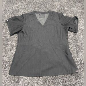 Figs Women's Gray V-Neck Scrub Top peptlum